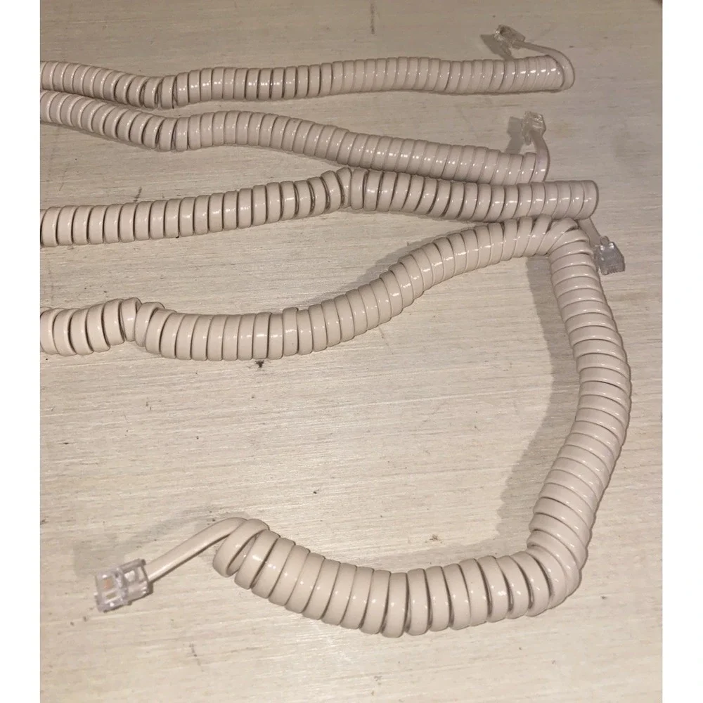 5 Vintage Beige Colored Phone Handset Cord for Landline Receiver